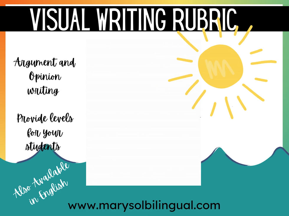 Thumbnail: Opinion Visual Writing Rubric English for 1st and 2nd grade Argument