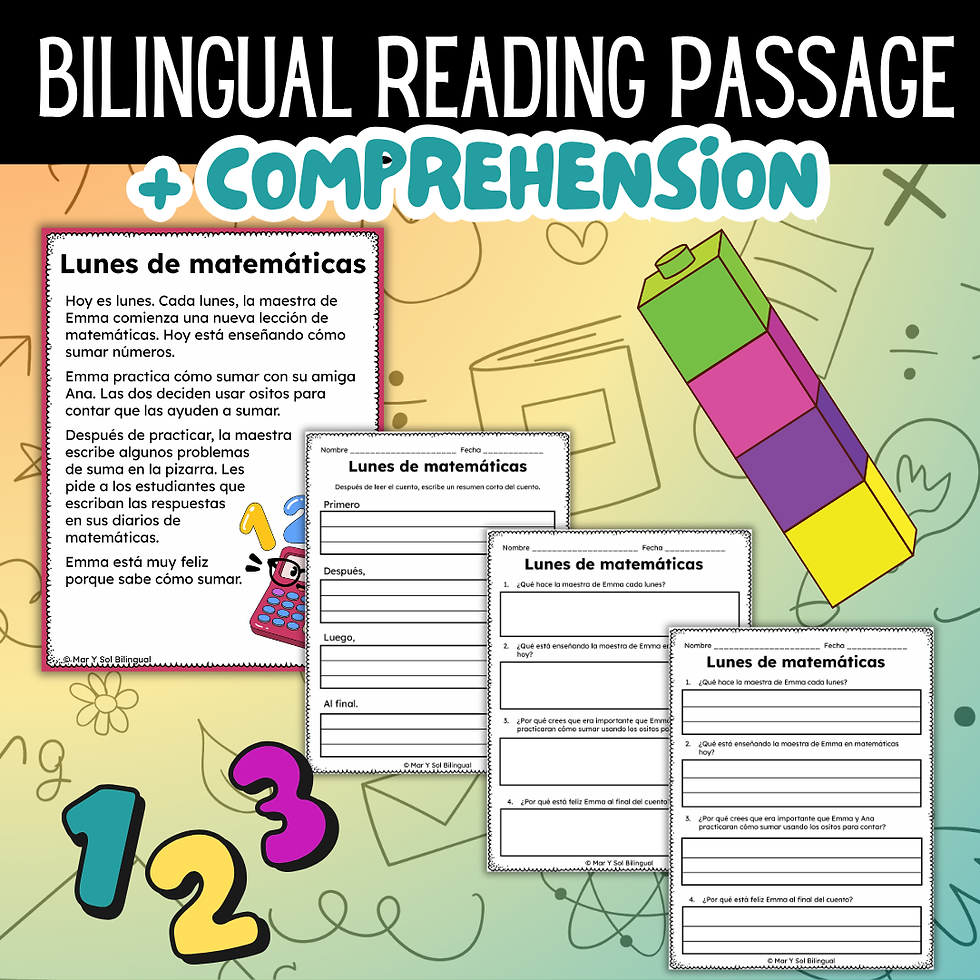 Thumbnail: SET 3- Comprensión de Lectura Bilingual Reading Passages MATH