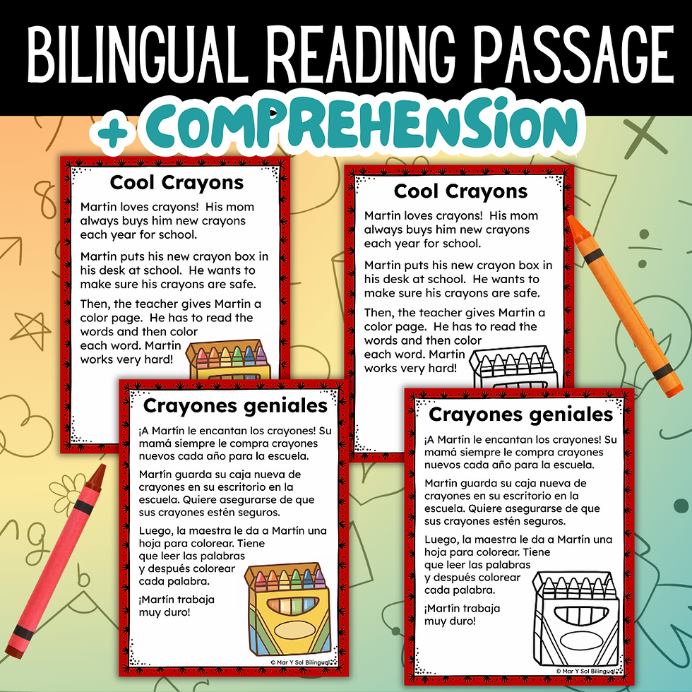 Thumbnail: SET 1- Comprensión de Lectura Bilingual Reading Passages