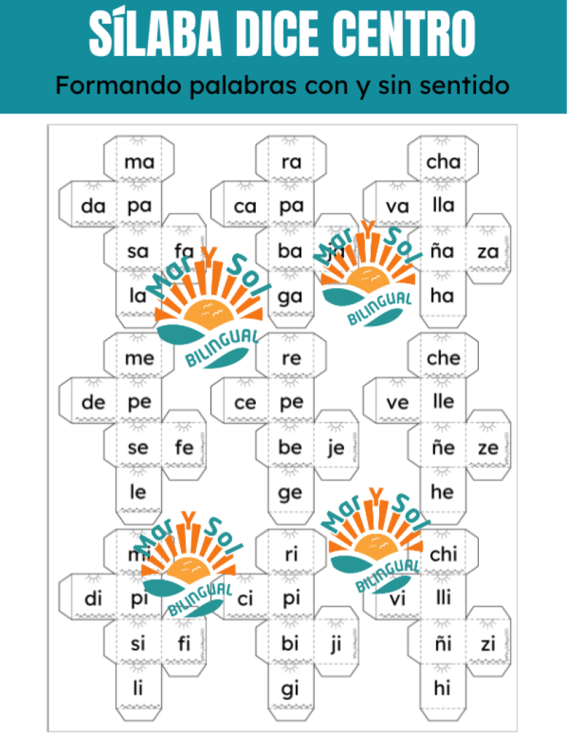 Thumbnail: Centro para formar palabras con sentido y sin sentido Spanish syllables Nonsense