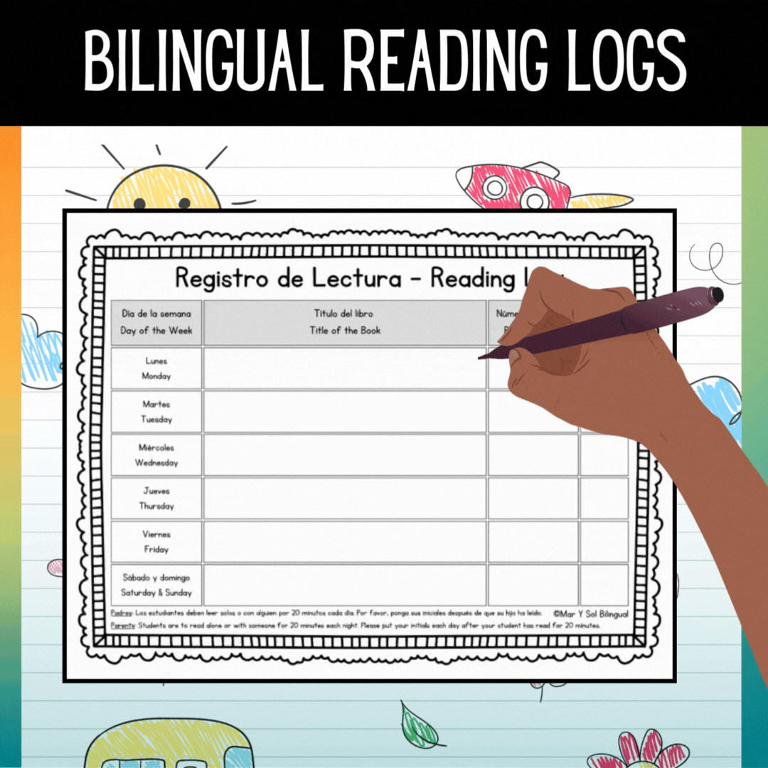 Dual-language Reading Log Homework with Response Sheet for Kinder and ...