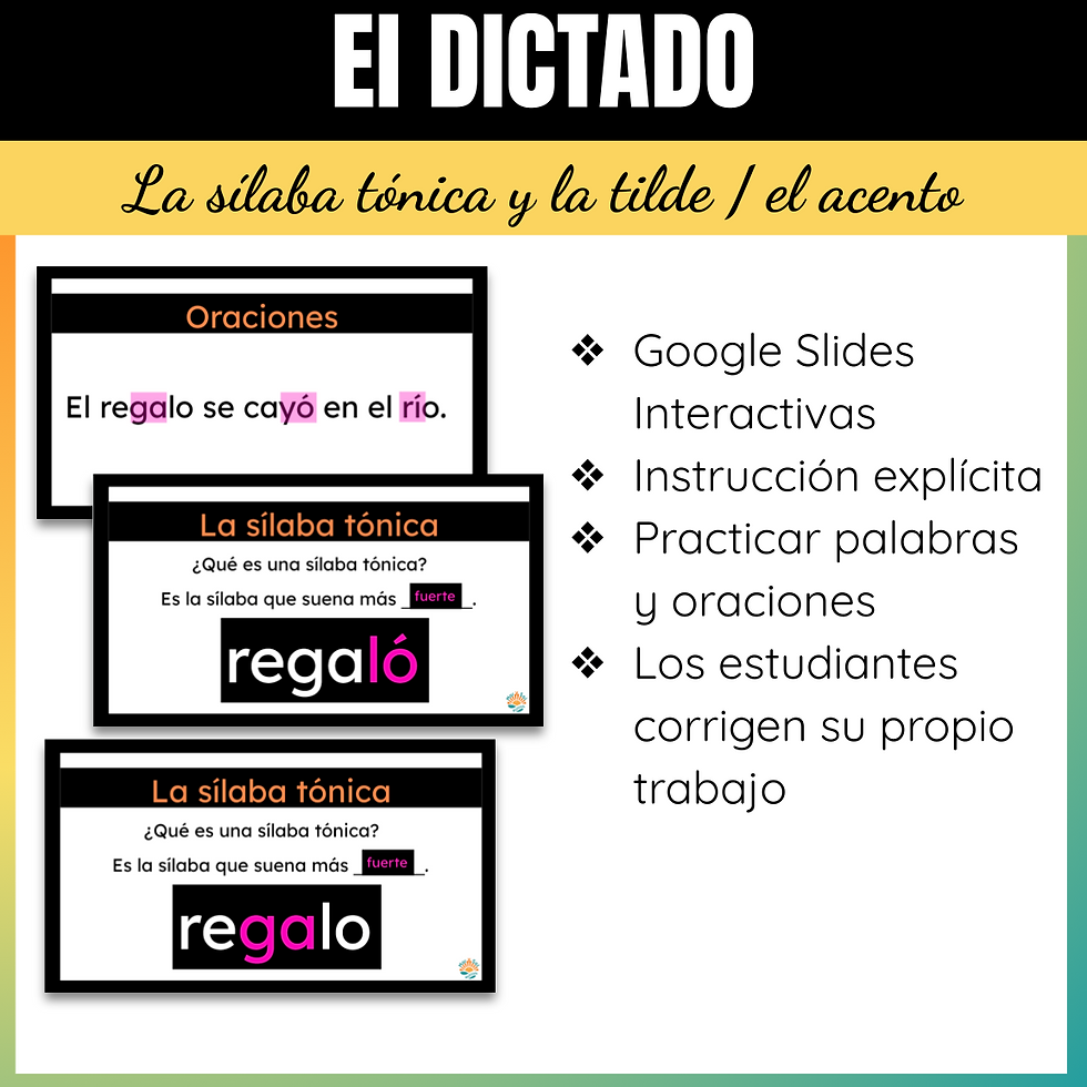 Thumbnail: La Sílaba Tónica la tilde y el acento ortográfico en español para el dictado