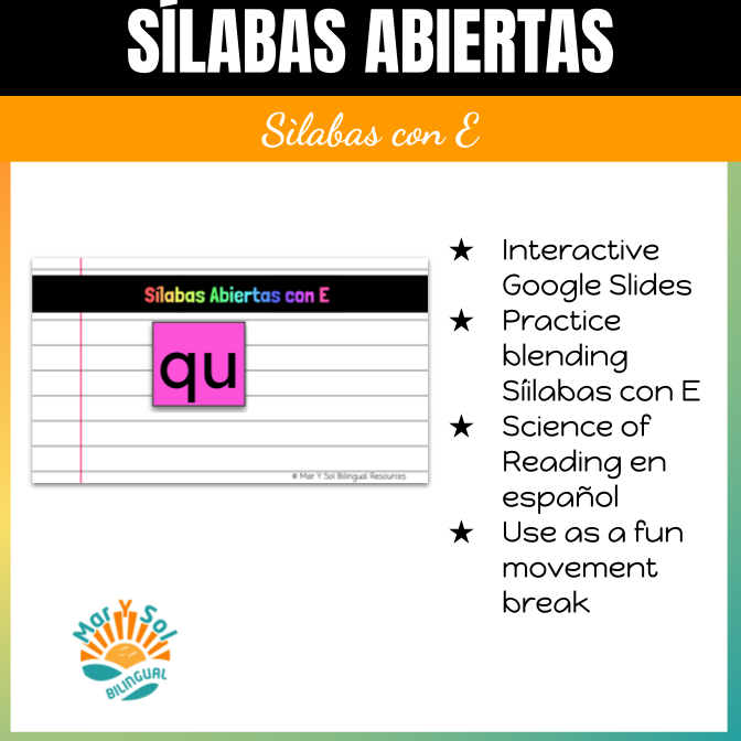 Thumbnail: Sílabas abiertas con E Spanish Phonics Blending Slides Open Syllables