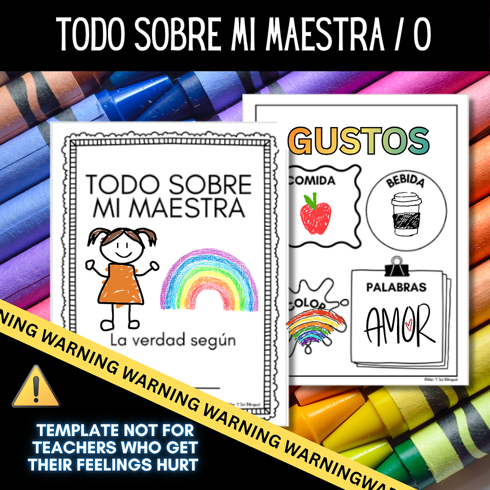Thumbnail: Spanish Fin de Año End of Year All about my teacher Dual-language book activity