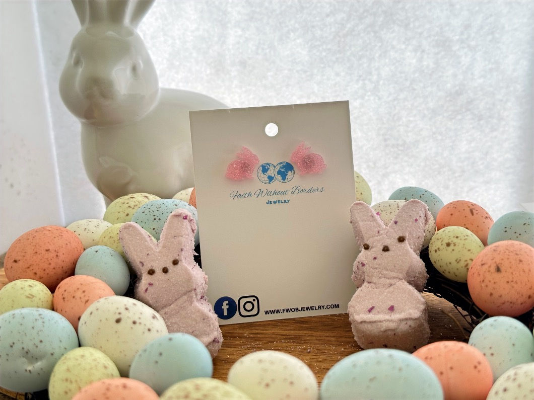 Pastel Pink Bunny Stud Earrings