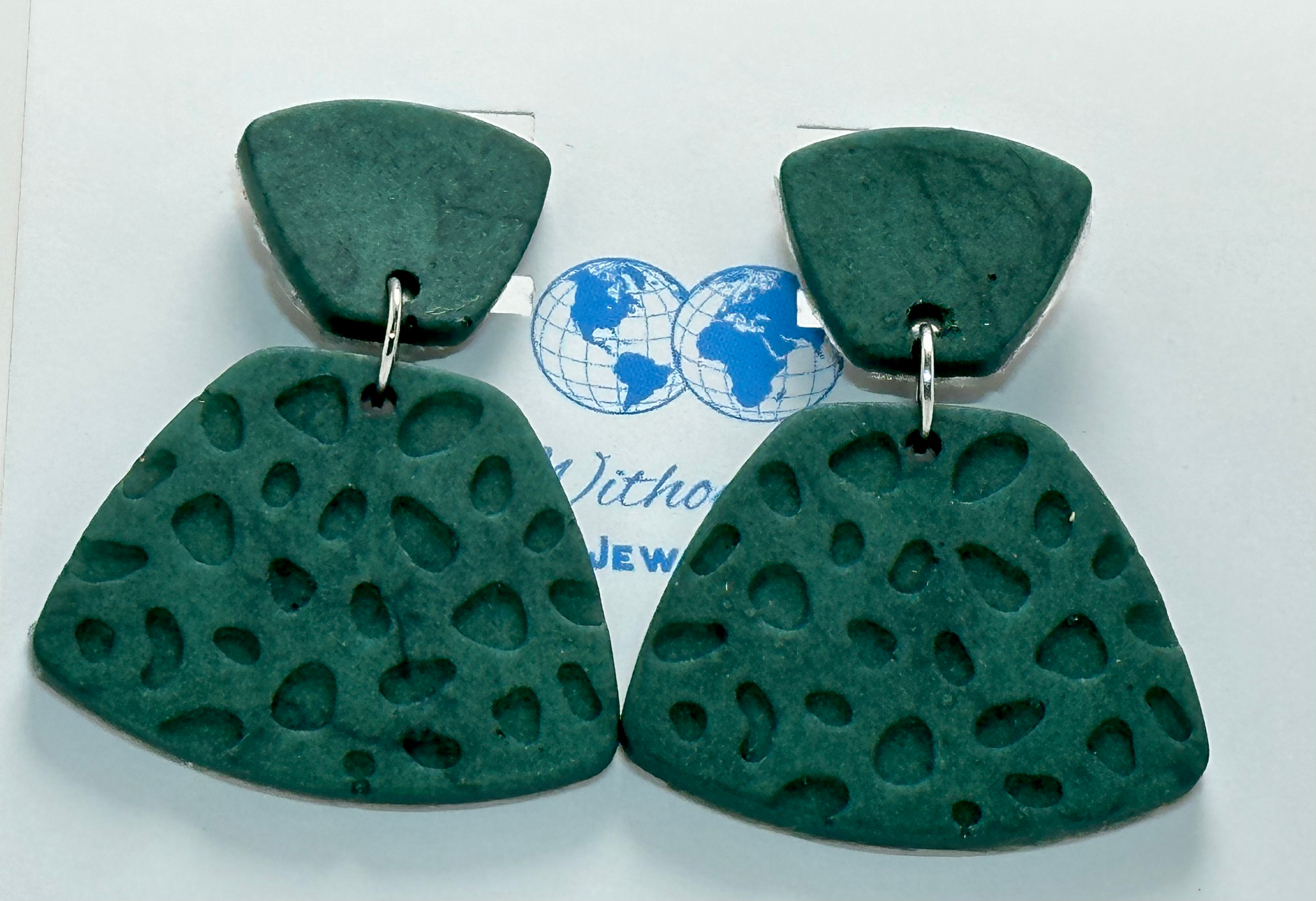 Dark Green Leopard Pattern Resin Earrings