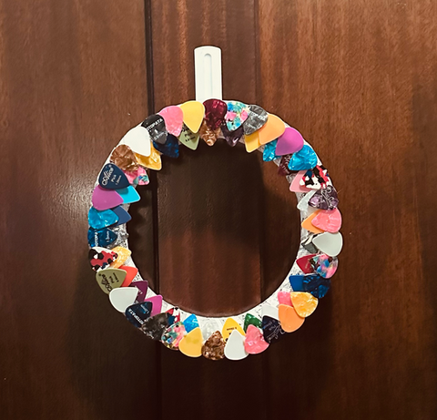 Handmade guitar pick 10" wreath by Plectrum Arts Chicago