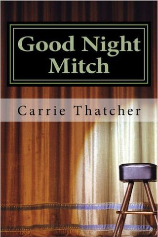 Cover of Good Night Mitch features an empty stool on a stage in front of a closed curtain