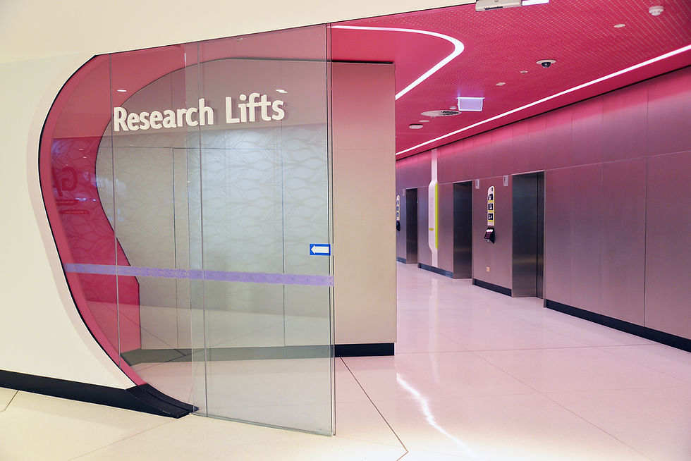 Research Lifts entrance, modern building