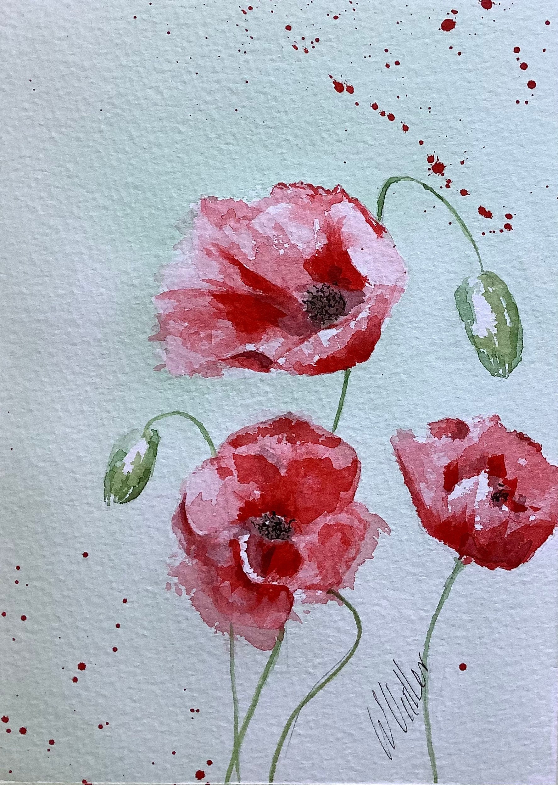 Print -  If I was a flower... Poppy - Watercolour and Ink