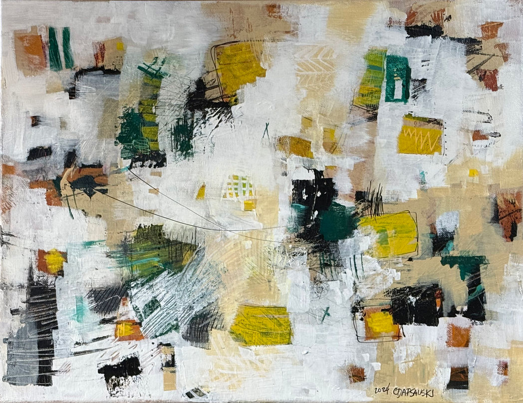 Abstract image in golds and greens