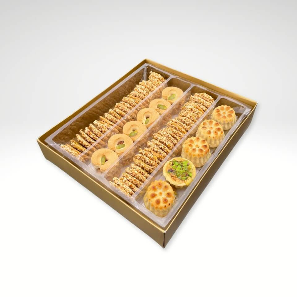 Mix Doos Luxe Oosterse Zoetwaren 500g Ghraibeh - Barazek - Ma’amoul met Dadels