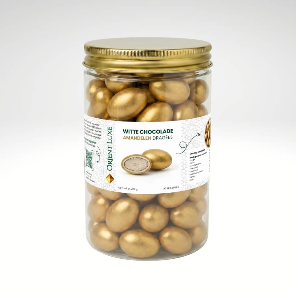 Witte Chocolade Amandelen Goud Dragees 300g - Orient Luxe