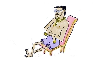 Illustration till gratis korsord med man som solar