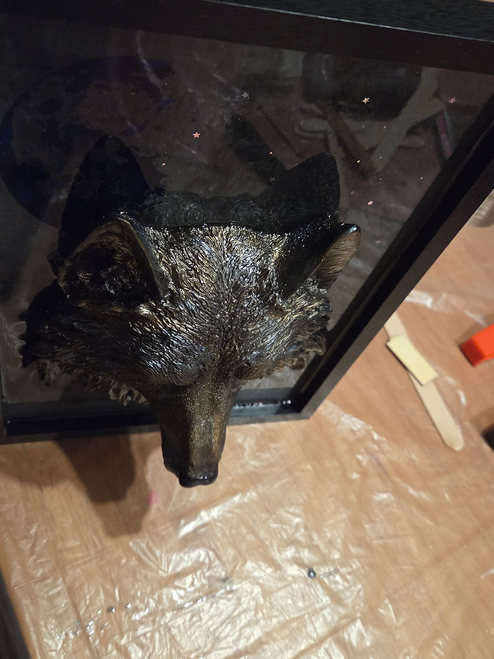 Miniature : Tableau loup en résine époxy 3D fait main. Création artisanale unique, décor mur