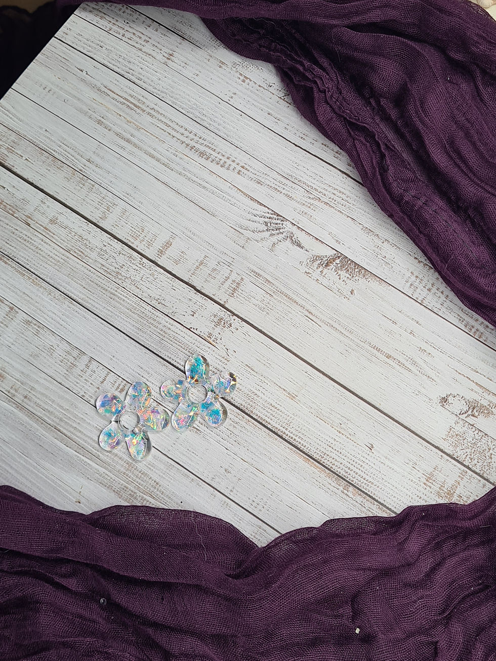 Pampilles fleurs pétales fins transparente miette effect rosées