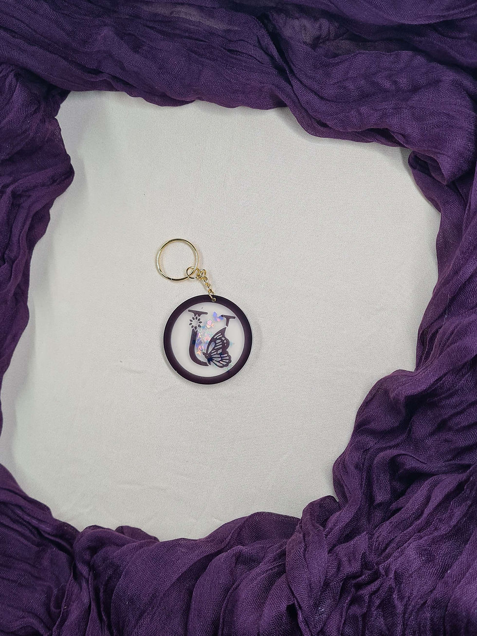 Porte clés lettre U modèle "Papillon"