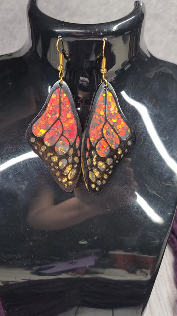 Miniature : Boucles d'oreilles  ailes de papillon - Le morpho