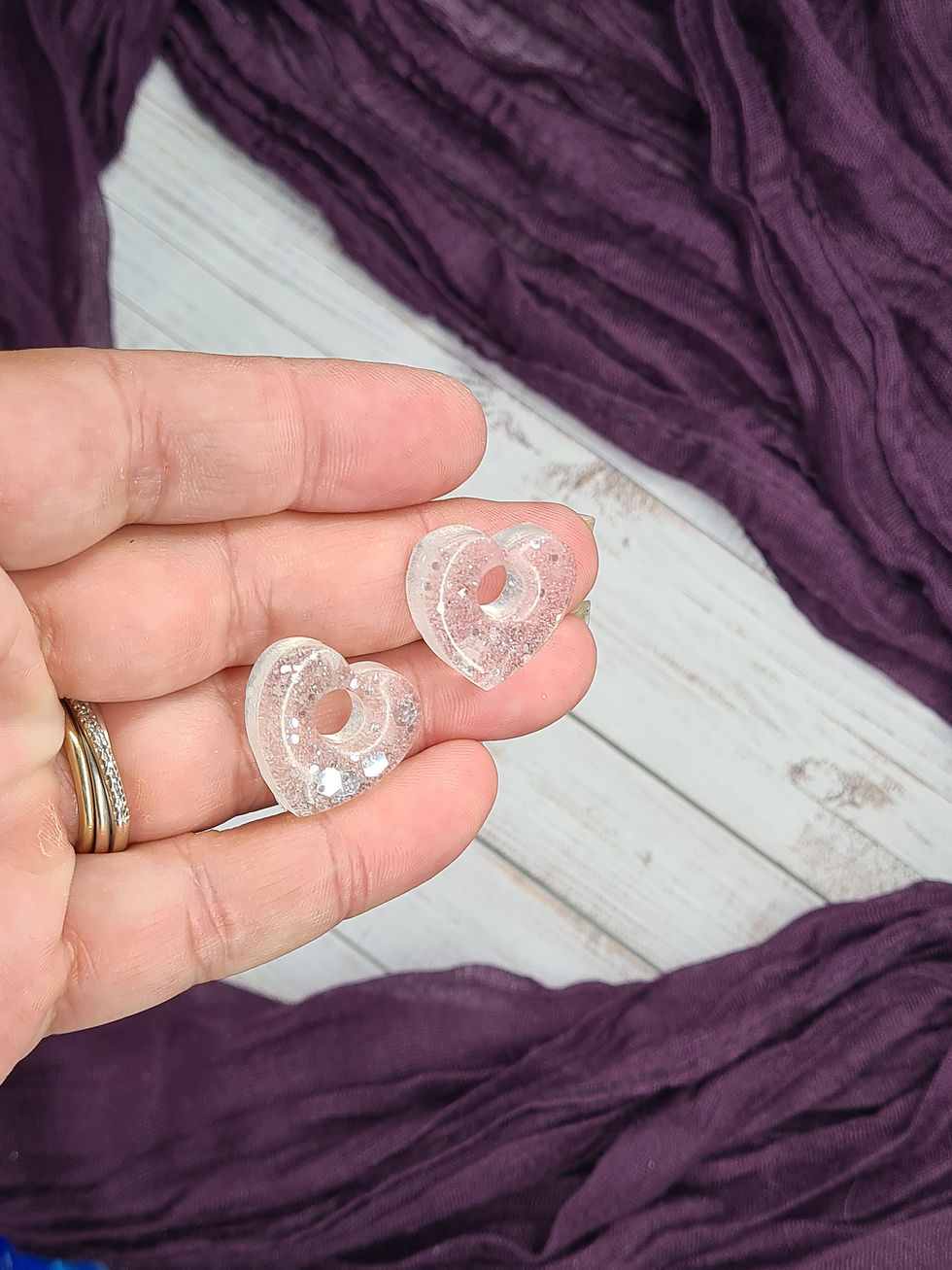 Miniature : Pampilles coeur paillettes blanche effect