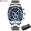 Thumbnail: Silver Blue Stainless Steel Chronograph Watch