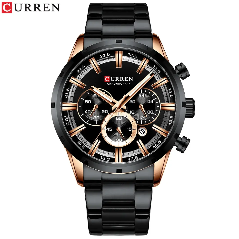 Thumbnail: CURREN Quartz Watches Silver Blue Mens Stainless Steel Chronograph Wristwatch