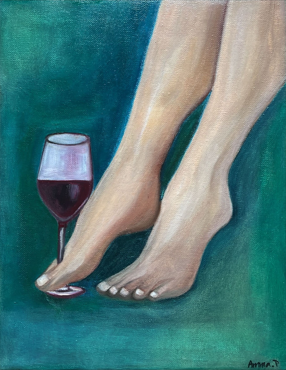 Oilpainting oil paint wine glass feet