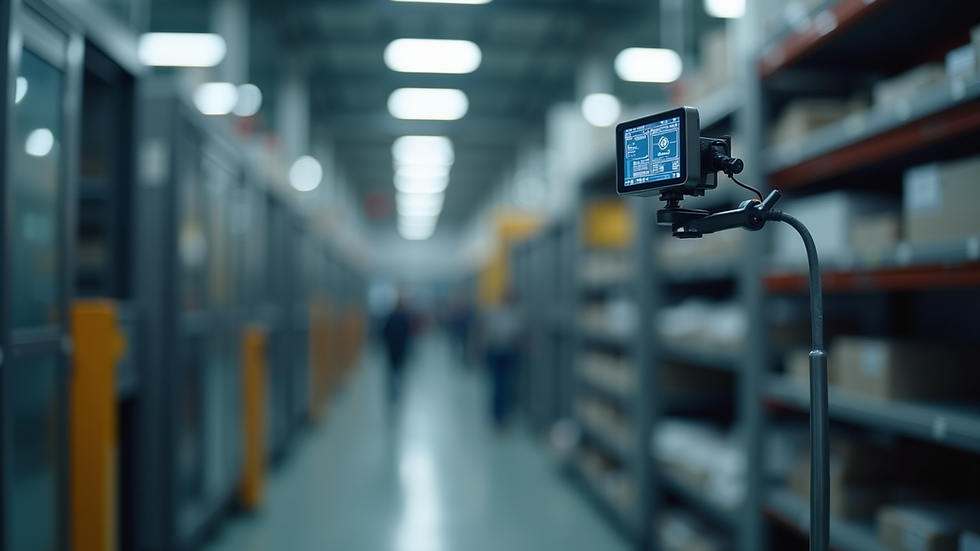 Vue rapprochée d'un capteur IoT fixé sur un équipement industriel