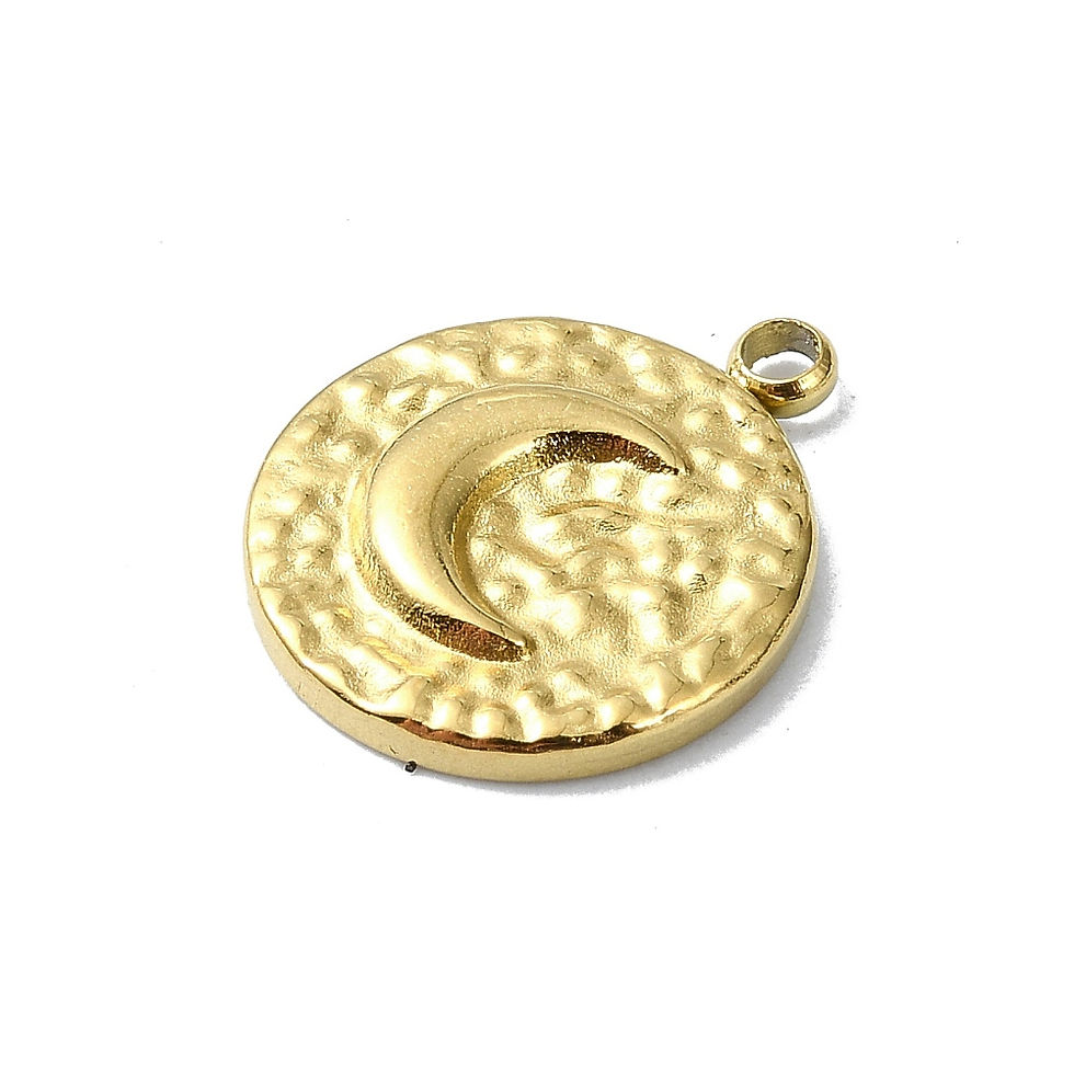 Miniaturbild: Stainless steel maan bedel rond goud 14,5x12mm
