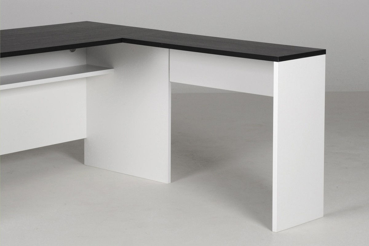 MONACO-työpöydän sivutaso valkoinen/musta woodline