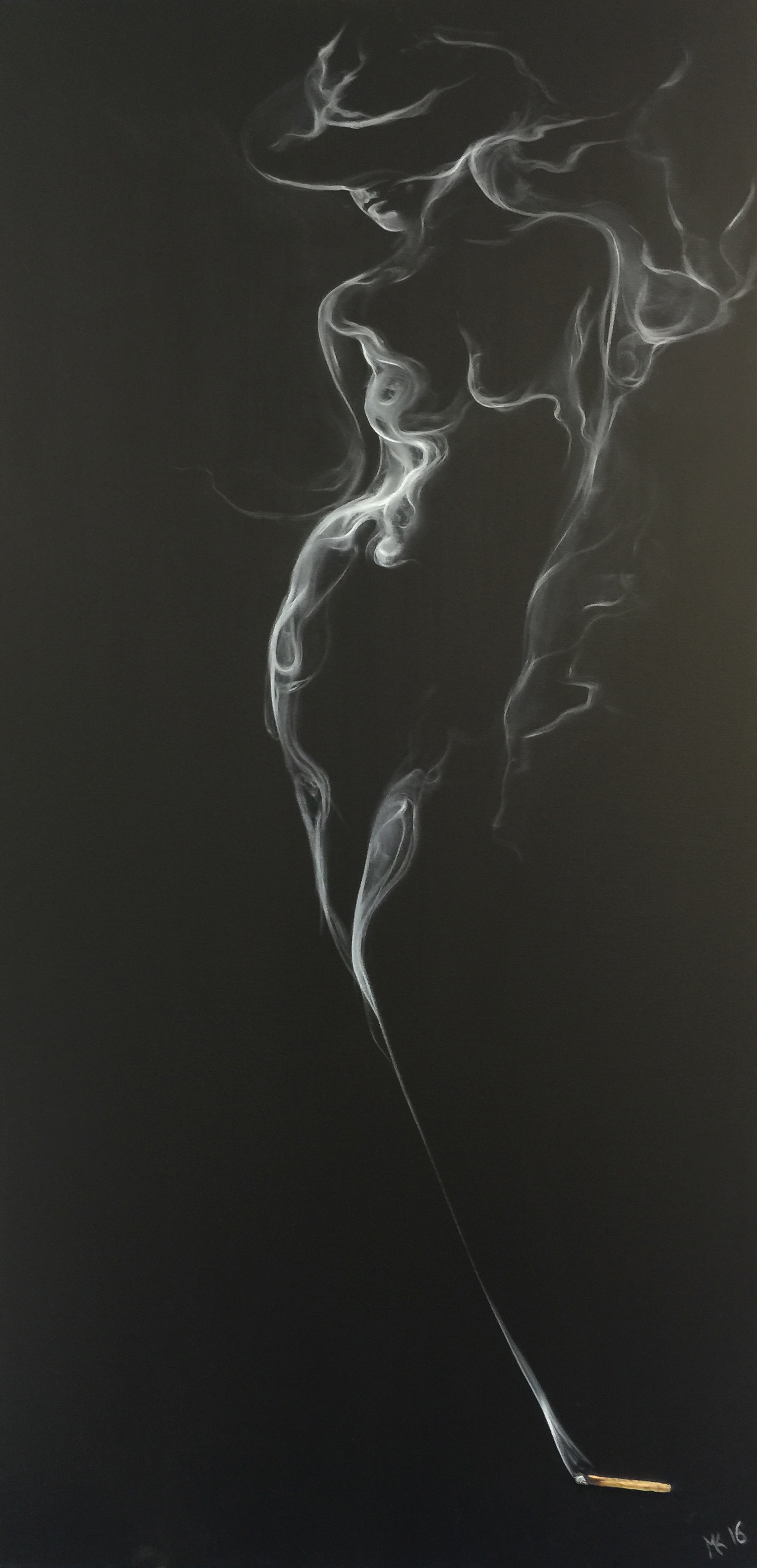 Girl with only hat-smoke Mher Khach