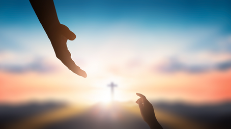 God reaching down to human beings through the Cross of Jesus Christ