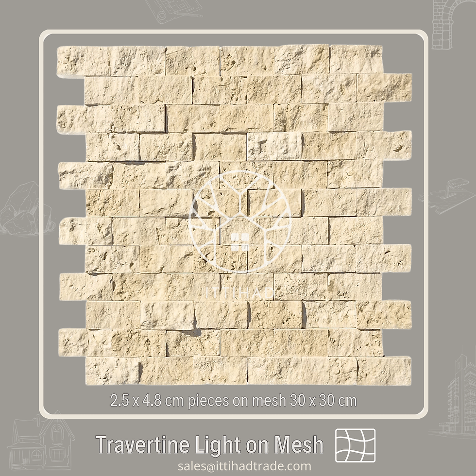 Travertine mosaic Ivory on mesh splitface cladding