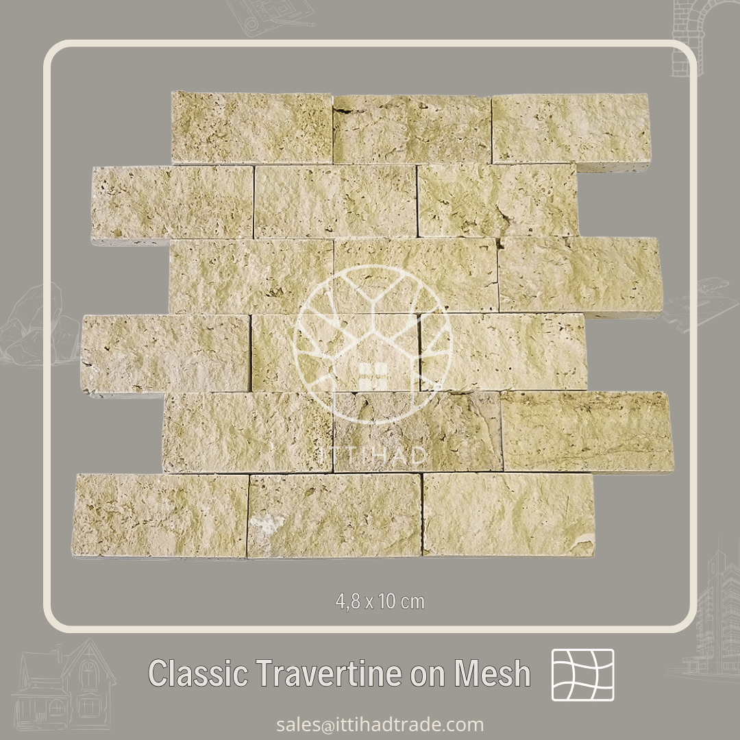 5*10 travetine light splitface on mesh