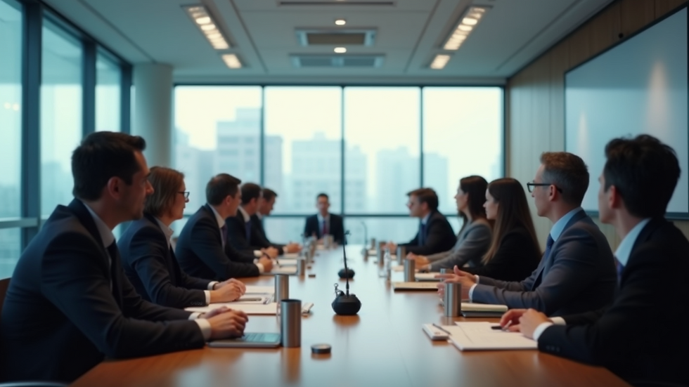 Wide angle view of a professional conference setting