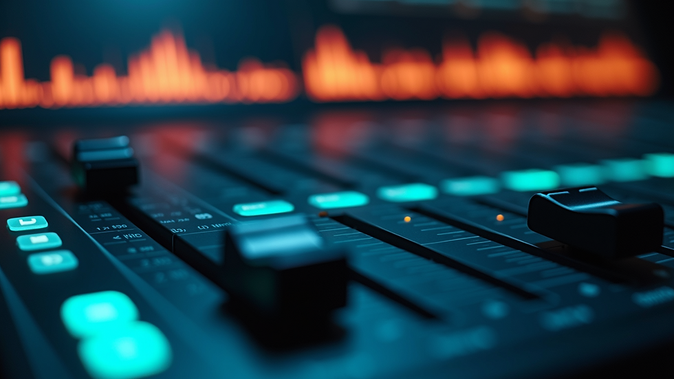 Eye-level view of a digital audio workstation screen with waveforms
