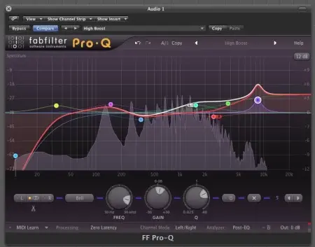 Fabfilter Pro Q3 GUI set up for Audio Post Production