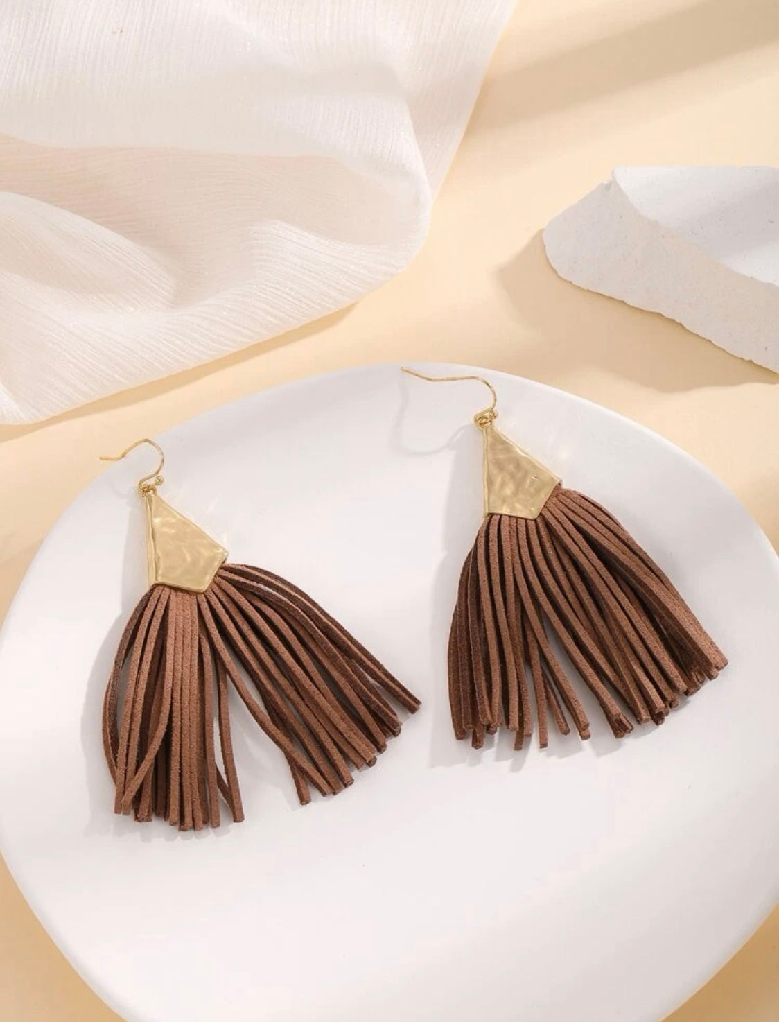 Brown Tassel Earrings 