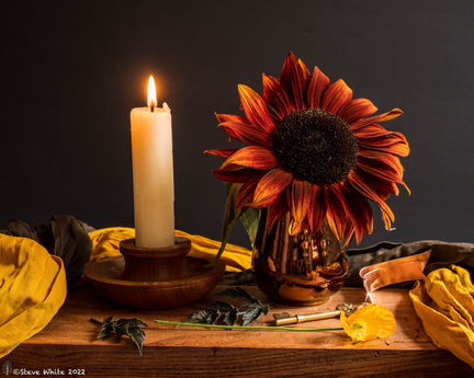 Sunflower with Candle