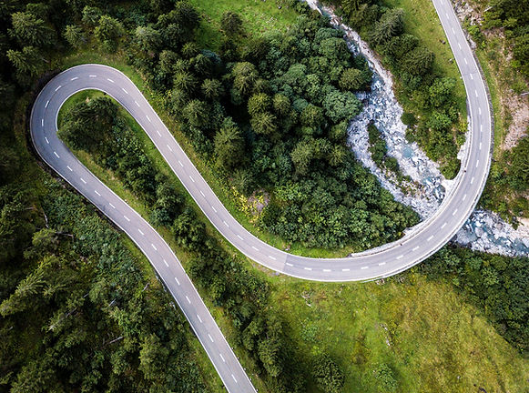 Aerial View of Curved Road