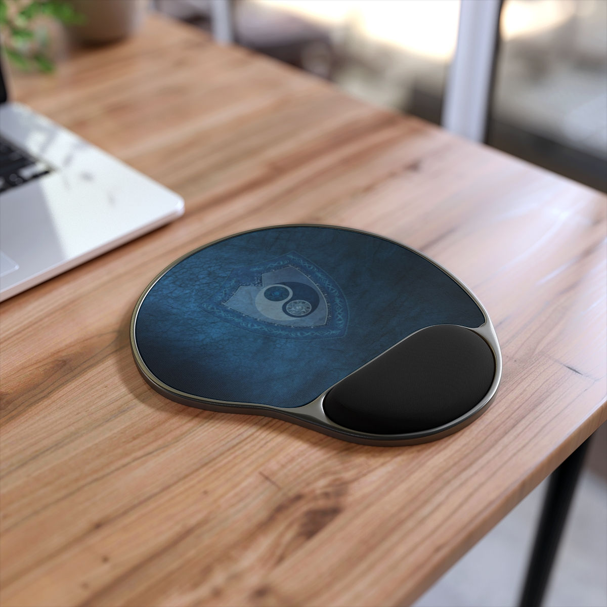 Blue Yin Yang Mouse Pad With Wrist Rest