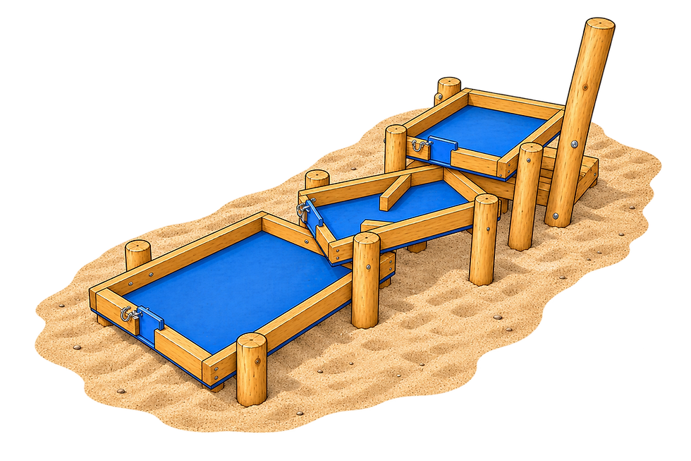 Unsere Spielgeräte aus Robinienholz: Wasserspielanlage