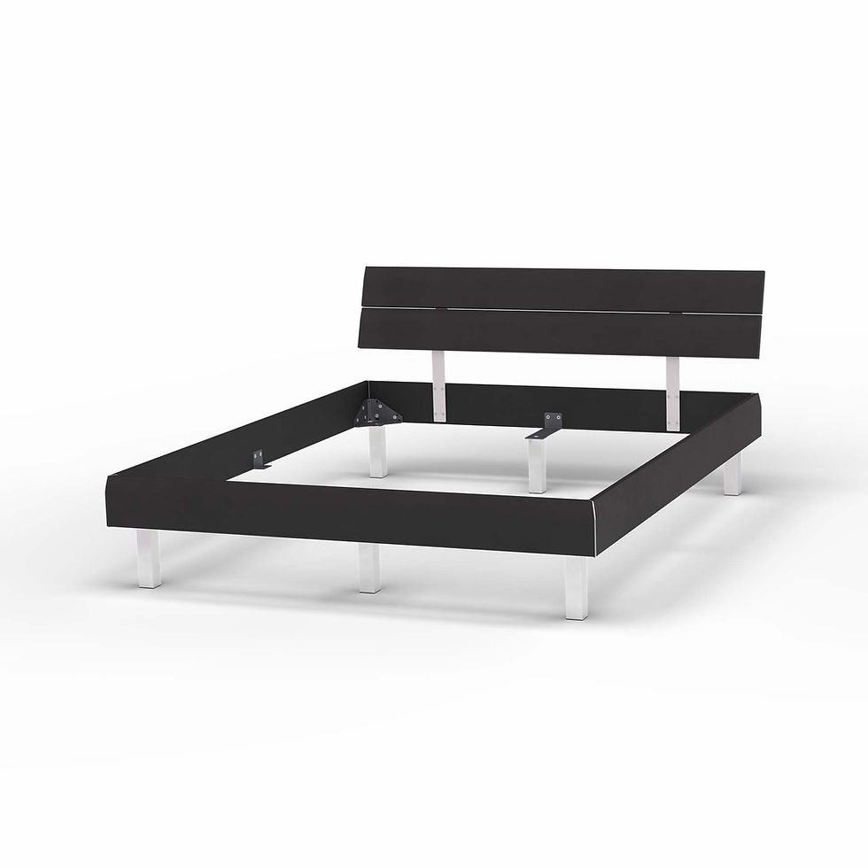 Bettrahmen schwarz mit Kopfteil Vorderansicht
