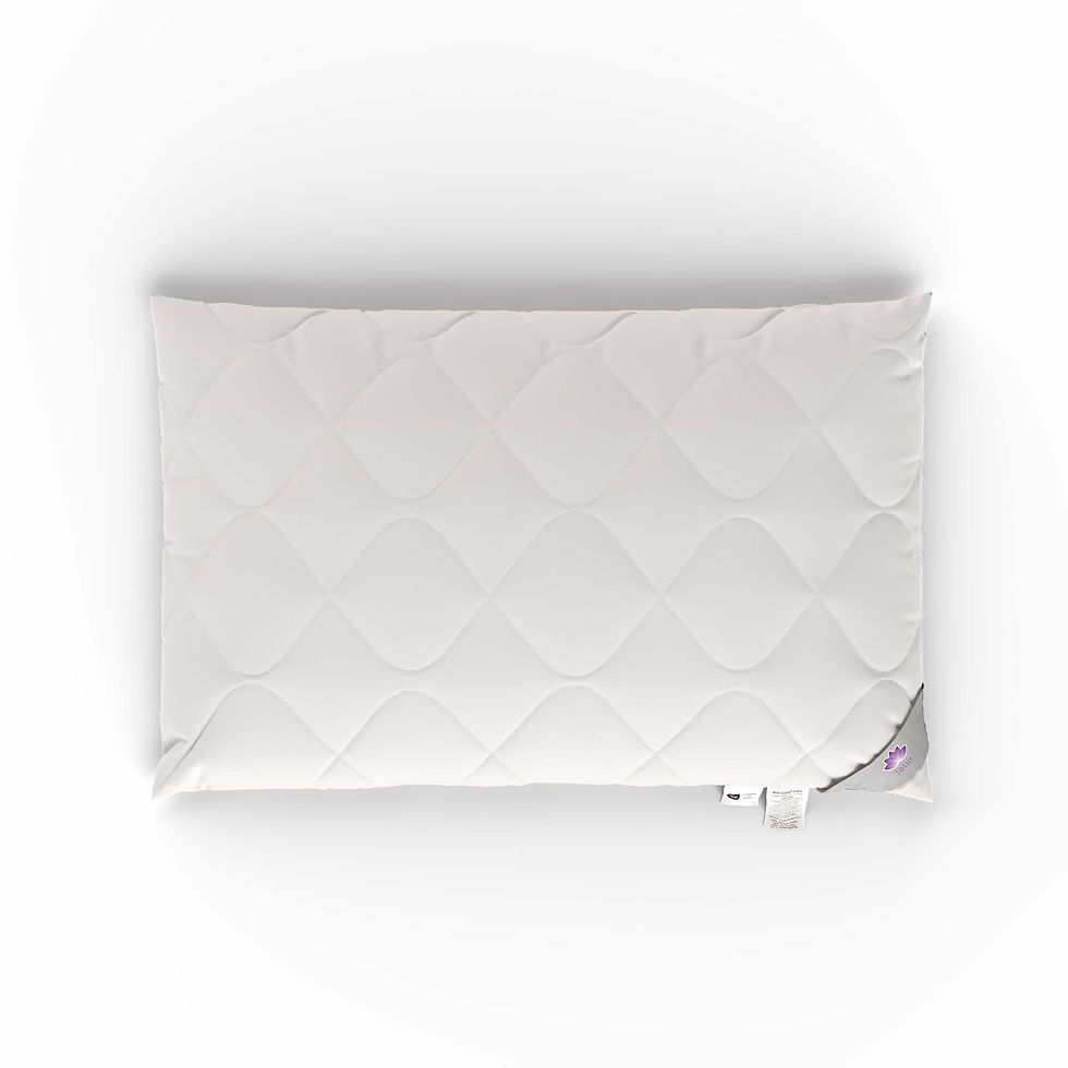 Lotus Bio Comfort Kissen mit weissem Mikrofaserbezug und anpassbarer Füllung