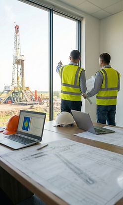 Integrated drilling team reviewing real-time well performance data in an operations control room
