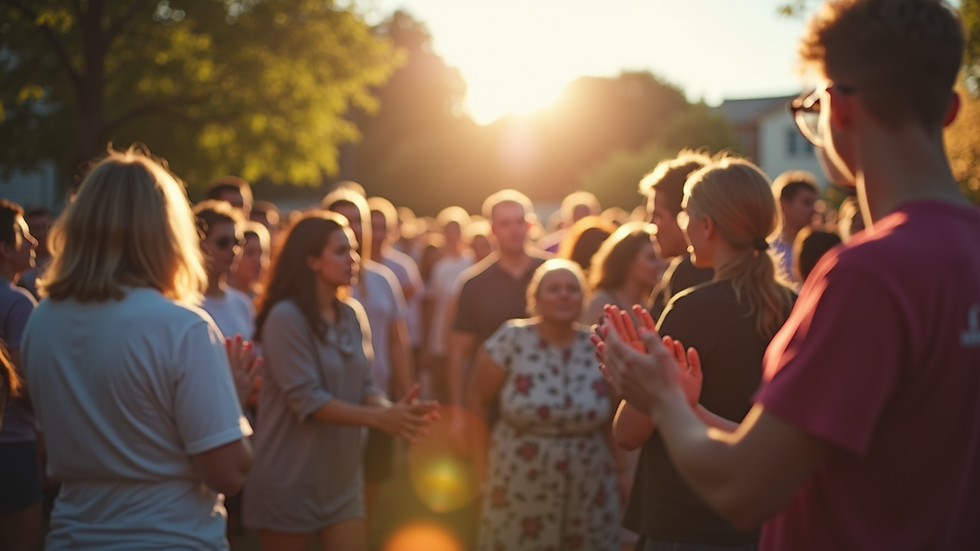 Eye-level view of a community gathering for a charity event