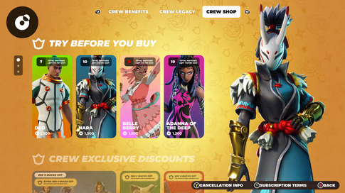 Crew Shop Try Before You Buy UI