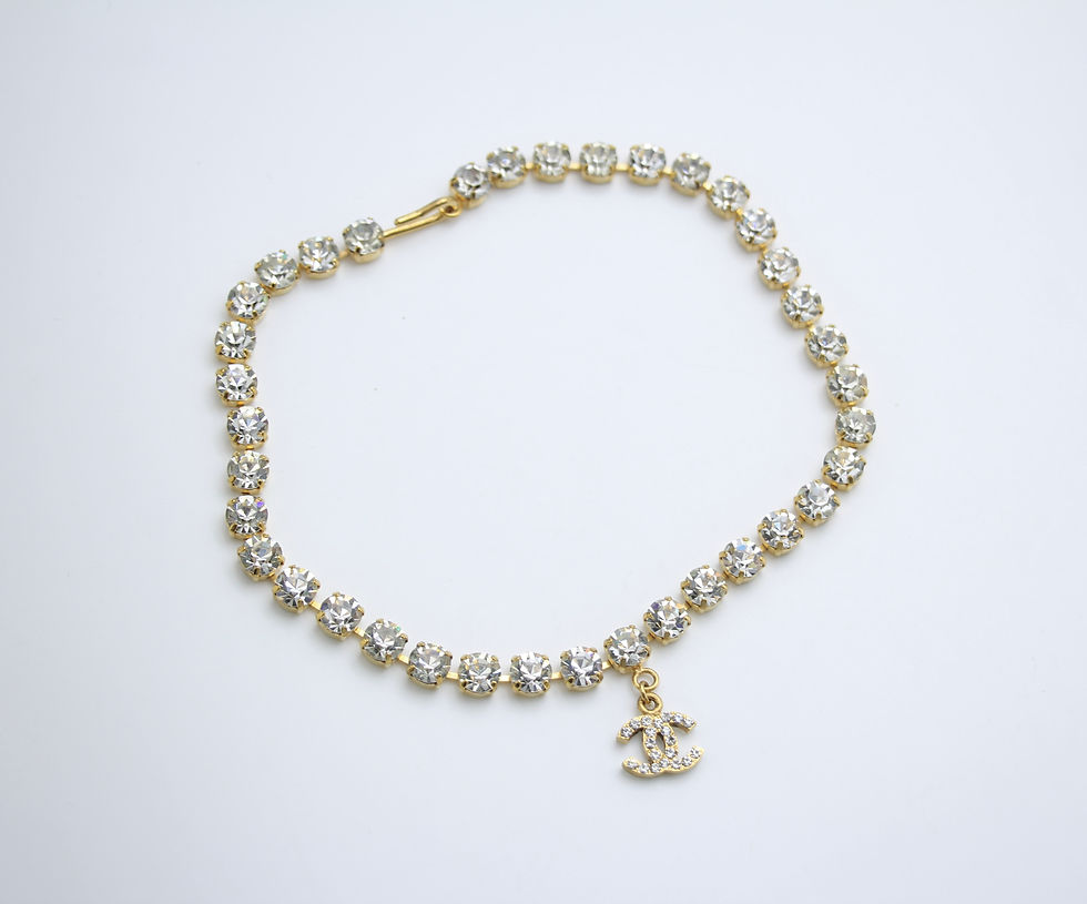 Thumbnail: Chanel Vintage 96P Rhinestone Barbie Collarbone Necklace