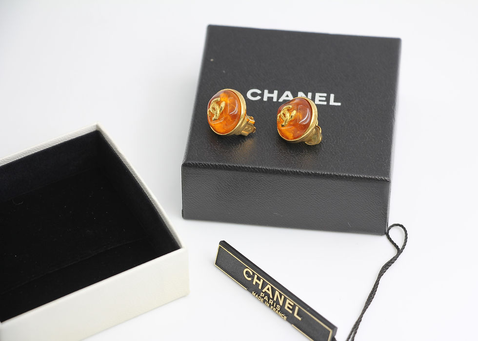 Thumbnail: Chanel Vintage 99P Orange Gripoix Resin Bead Clip-on Earrings