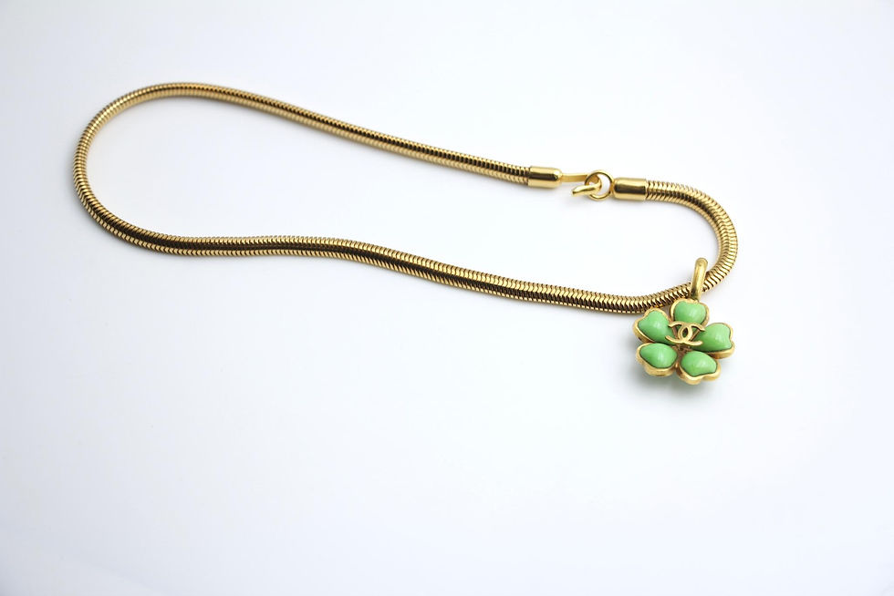 Thumbnail: Chanel Vintage 97P Gripoix Green Camellia Pendant Necklace