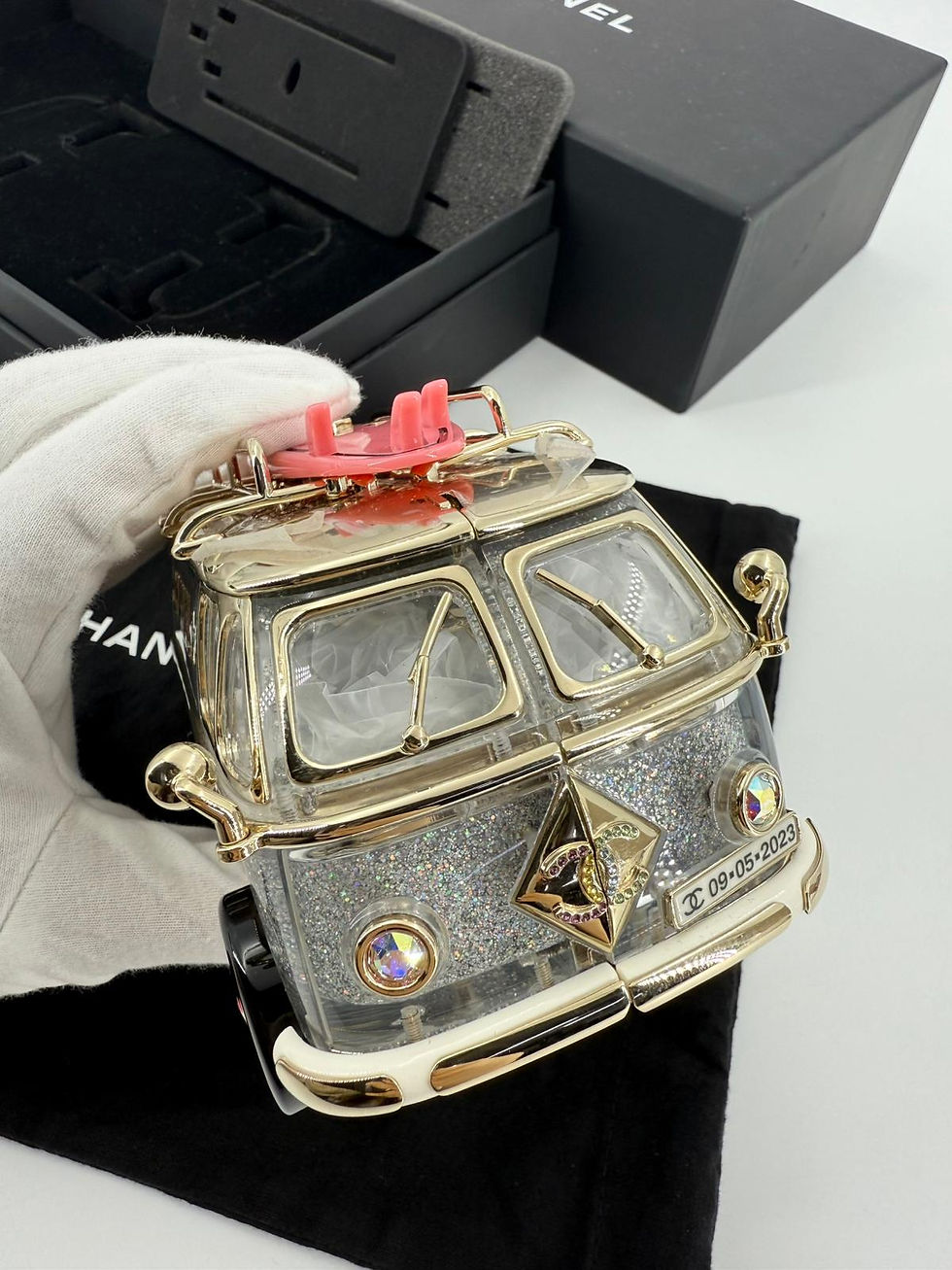 Thumbnail: Chanel 2024 Glitter Lucite, Multicolor Rhinestone & Enamel Hollywood Mini Van